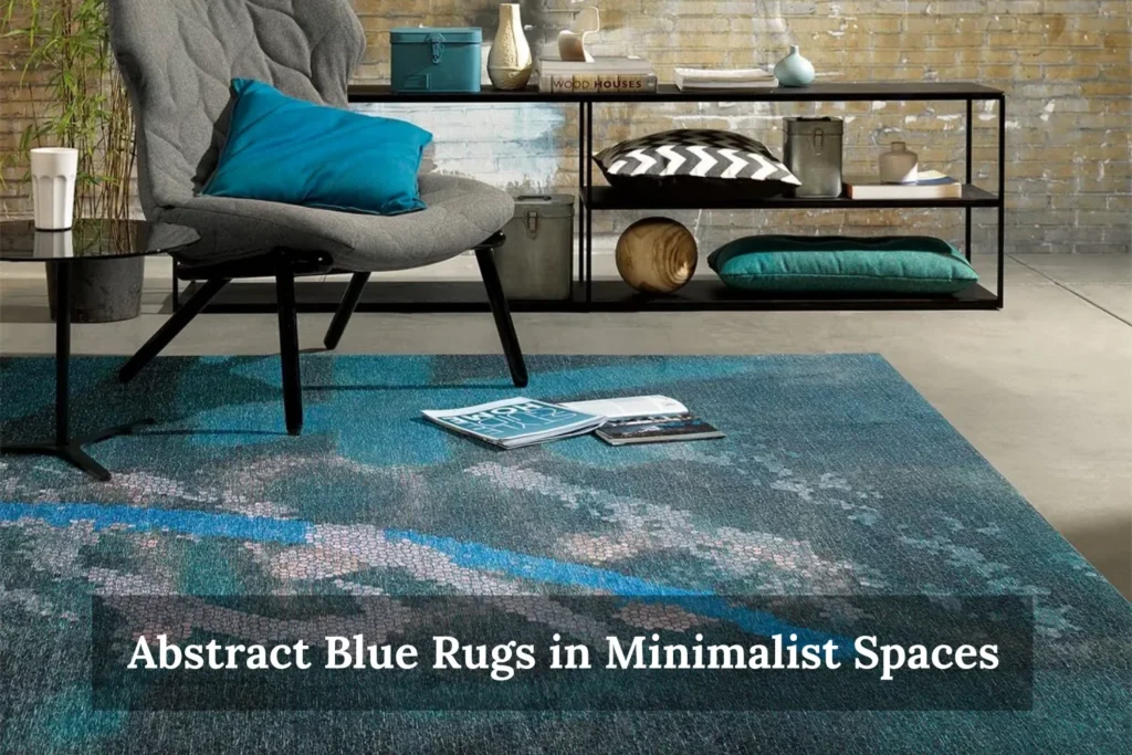 Abstract Blue Rugs in Minimalist Spaces
