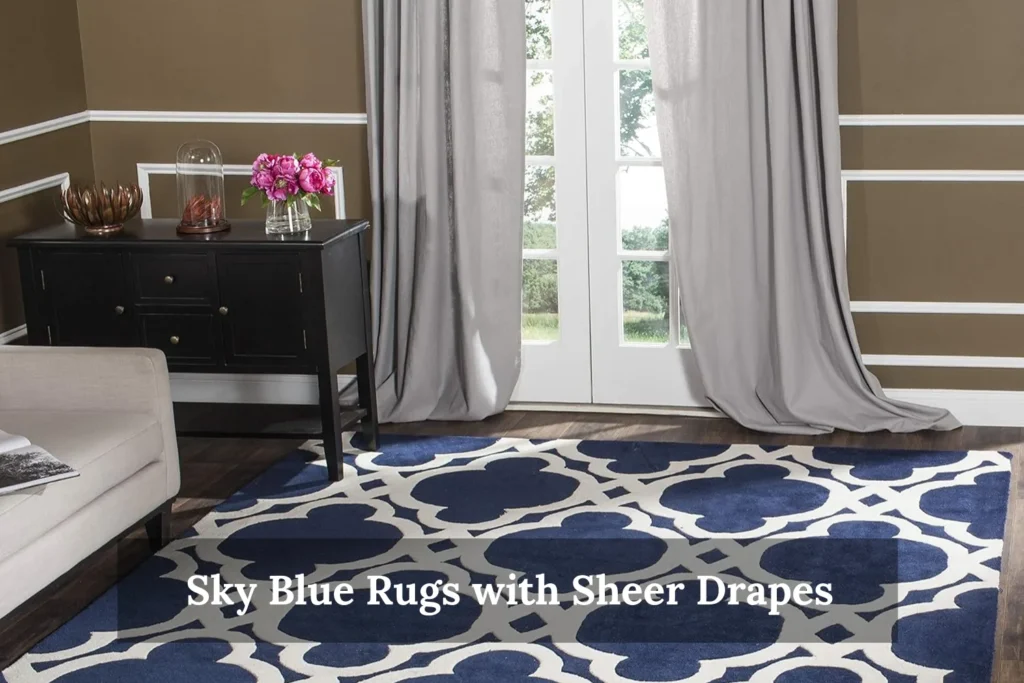 Sky Blue Rugs with Sheer Drapes